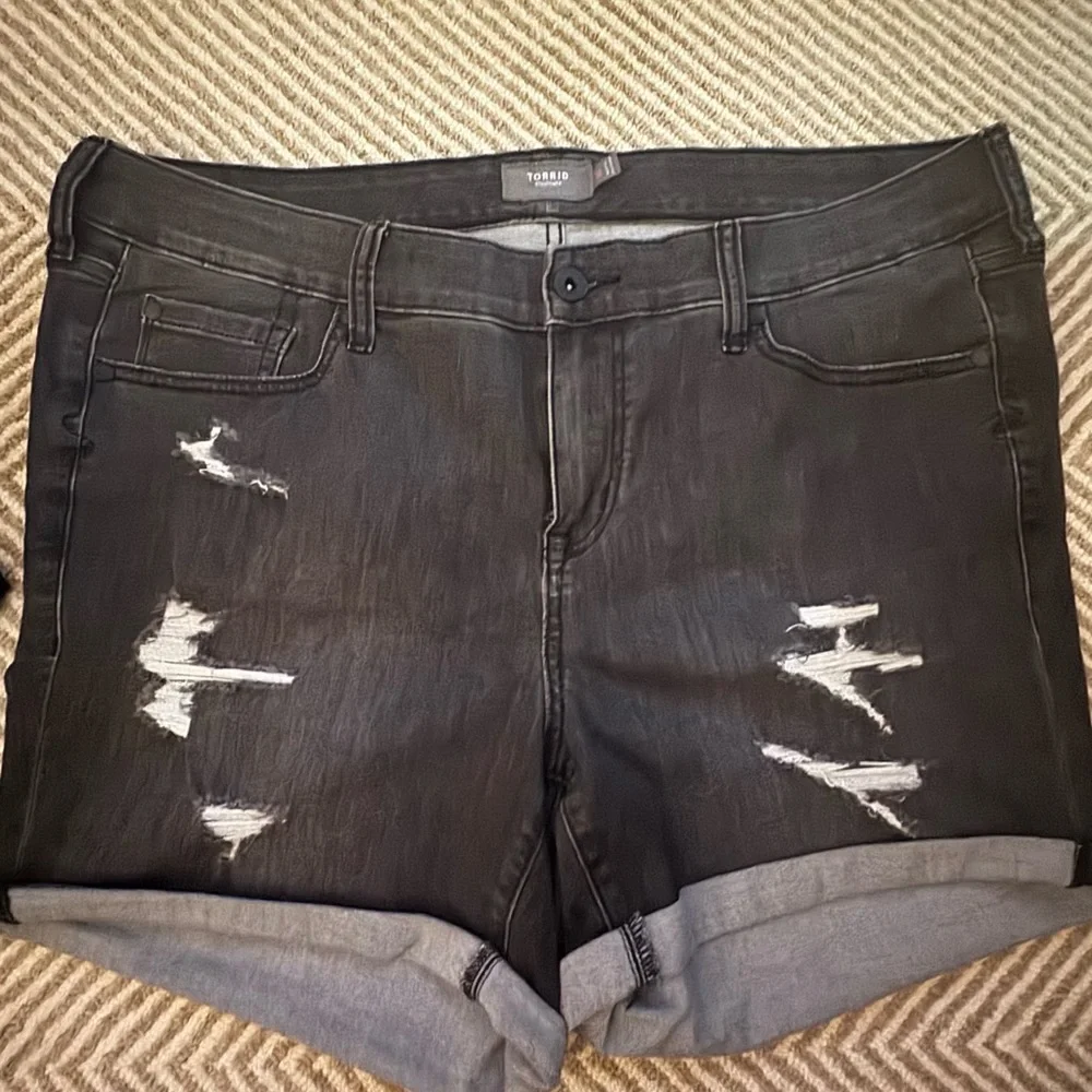Torrid Women's Black Ripped Denim Shorts - Picture 1 of 7